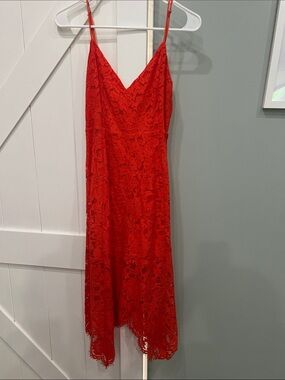 Lulu's Red Lace Midi Slip Dress